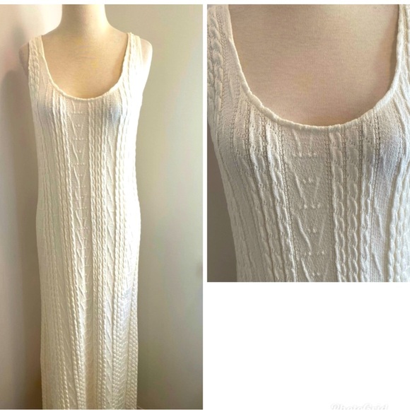 ZARA Sleeveless Cream Knit Midi Dress - Size M - NEW - Picture 1 of 6